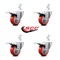 Service Caster 3.5 Inch Red Poly Swivel 3/4 Inch Square Stem Caster Set Total Lock Brake SCC SCC-SQTTL20S3514-PPUB-RED-34-4 - alternate 3